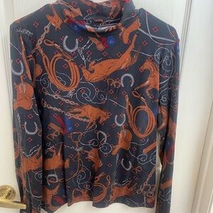 Black and Brown Equestrian Print Top
